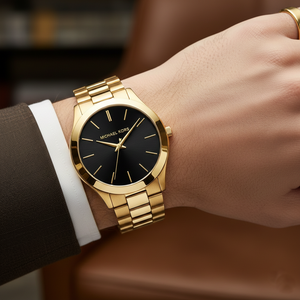 Michael Kors MK8621 Men’s Black Dial Gold Stainless Steel Watch - Luxury Hub Store