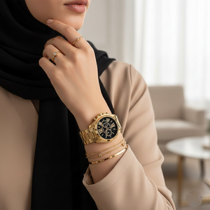 Michael Kors MK5739 Bradshaw Women’s Black Dial Gold Stainless Steel Chronograph Watch - Luxury Hub Store