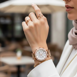 Michael Kors MK5491 Parker Women’s Mother of Pearl Dial Rose Gold Stainless Steel Chronograph Watch - Luxury Hub Store