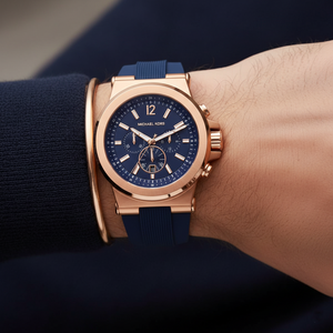 Michael Kors MK8295 Men’s Blue Dial Blue Silicone Strap Dylan Chronograph Watch - Luxury Hub Store