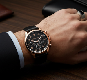 Michael Kors MK8535 Men’s Black Dial Rose Gold Stainless Steel Gage Chronograph Watch - Luxury Hub Store