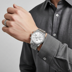 Michael Kors MK8405 Men’s Silver Dial Silver Stainless Steel Chronograph Watch - Luxury Hub Store