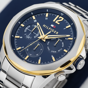 Tommy Hilfiger Men's Multi-Function Watch – Model 1792059 – Silver & Gold Stainless Steel - Luxury Hub Store