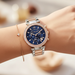 Michael Kors Parker MK6141 Women’s Rose Gold & Silver Stainless Steel Multi-Function Watch - Luxury Hub Store