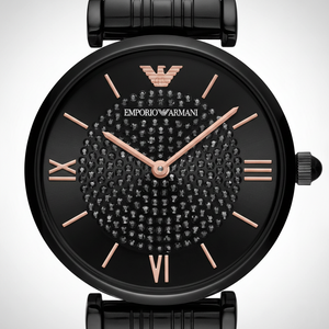 Emporio Armani AR11245 Women’s Black Dial Rose Gold Gianni T-Bar Watch - Luxury Hub Store