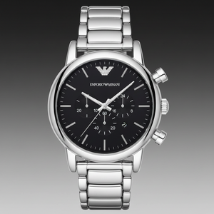Emporio Armani AR1894 Men’s Black Dial Stainless Steel Luigi Chronograph Watch - Luxury Hub Store