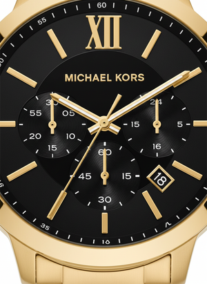 Michael Kors MK9220 Men’s Black Dial Gold Stainless Steel Billie Chronograph Watch - Luxury Hub Store
