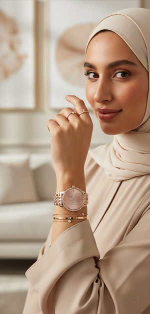 Michael Kors MK4372 Women’s Rose Gold Dial Rose Gold Stainless Steel Crystal MK Logo Watch - Luxury Hub Store