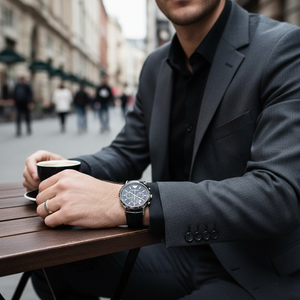 Emporio Armani AR2447 Men’s Black Dial Black Leather Chronograph Watch - Luxury Hub Store