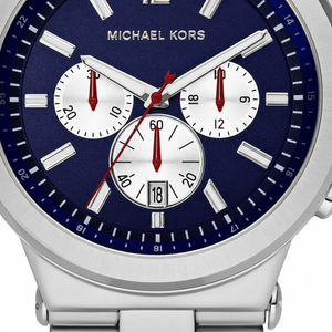 Michael Kors MK8171 Men’s Blue Dial Silver Stainless Steel Dylan Chronograph Watch - Luxury Hub Store