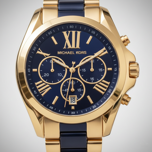 Michael Kors MK6268 Bradshaw Women’s Navy Blue Dial Gold Stainless Steel Chronograph Watch - Luxury Hub Store