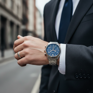 Emporio Armani AR1974 Men’s Blue Dial Stainless Steel Zeta Chronograph Watch - Luxury Hub Store
