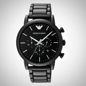 Emporio Armani AR1895 Men’s Black Dial Stainless Steel Luigi Chronograph Watch - Luxury Hub Store
