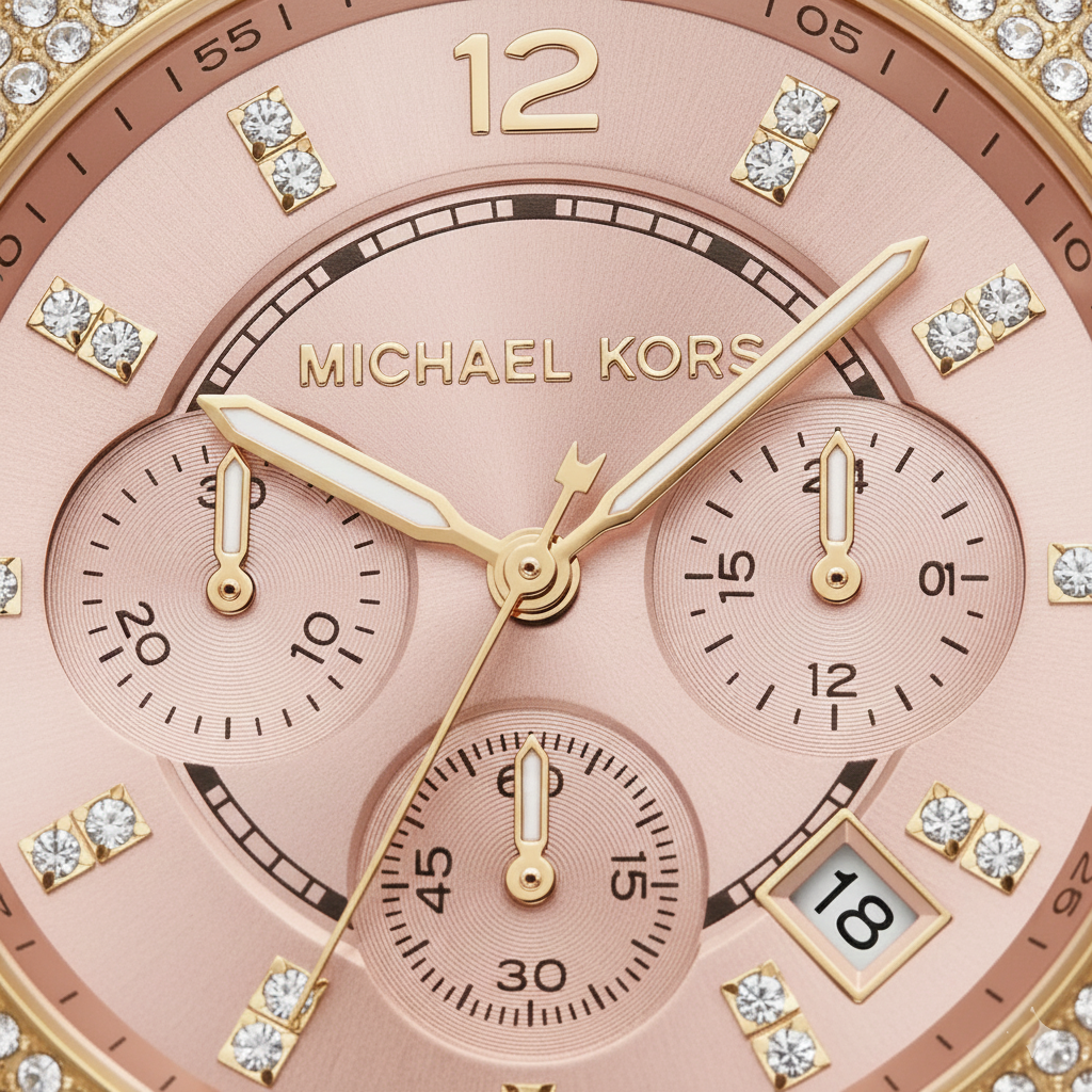 Michael Kors MK6326 Parker Women’s Blush Dial Gold Stainless Steel Chronograph Watch - Luxury Hub Store