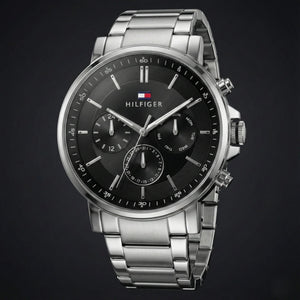 Tommy Hilfiger 1710667 Men’s Chronograph Watch – Black Dial & Stainless-Steel Bracelet - Luxury Hub Store