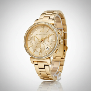 Michael Kors MK6559 Sofie Women’s Gold Dial Gold Chronograph Watch - Luxury Hub Store