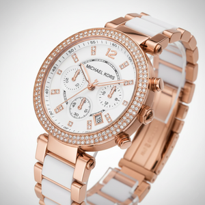 Michael Kors MK5774 Parker Women’s White Dial Rose Gold Chronograph Watch - Luxury Hub Store
