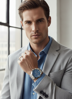 Michael Kors MK9222 Men’s Blue Dial Silver Stainless Steel Billie Chronograph Watch - Luxury Hub Store