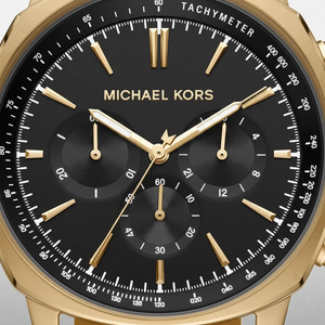Michael Kors MK8969 Men’s Black Dial Gold Stainless Steel Sullivan Chronograph Watch - Luxury Hub Store