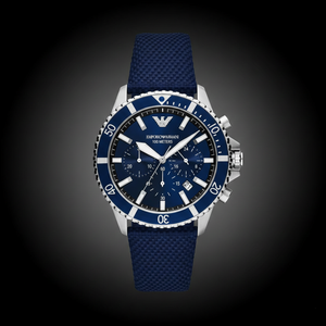 Emporio Armani AR11588 Men’s Blue Dial Fabric Strap Diver Chronograph Watch - Luxury Hub Store