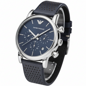 Emporio Armani AR1736 Men’s Blue Dial Blue Leather Chronograph Watch - Luxury Hub Store