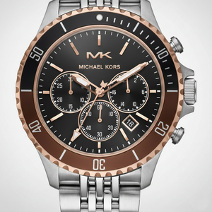 Michael Kors MK8725 Men’s Black Dial Two-Tone Stainless Steel Bayville Chronograph Watch - Luxury Hub Store