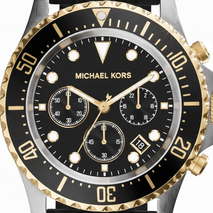 Michael Kors MK8366 Men’s Black Dial Black Silicone Strap Everest Chronograph Watch - Luxury Hub Store