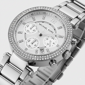 Michael Kors MK5353 Parker Women’s Silver Dial Stainless Steel Chronograph Watch - Luxury Hub Store