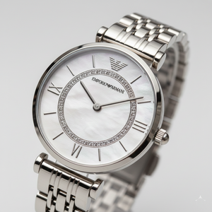 Emporio Armani AR1908 Women’s White Dial Silver Stainless Steel Gianni T-Bar Watch - Luxury Hub Store