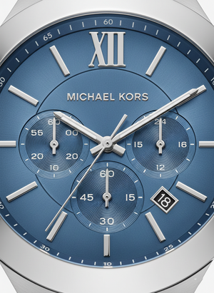 Michael Kors MK9222 Men’s Blue Dial Silver Stainless Steel Billie Chronograph Watch - Luxury Hub Store