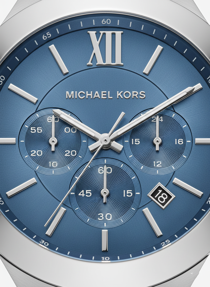 Michael Kors MK9222 Men’s Blue Dial Silver Stainless Steel Billie Chronograph Watch - Luxury Hub Store