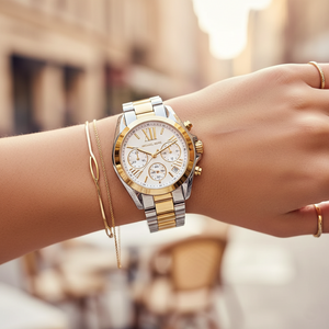 Michael Kors Bradshaw MK5912 Women’s Silver & Gold Stainless Steel Multi-Function Watch - Luxury Hub Store