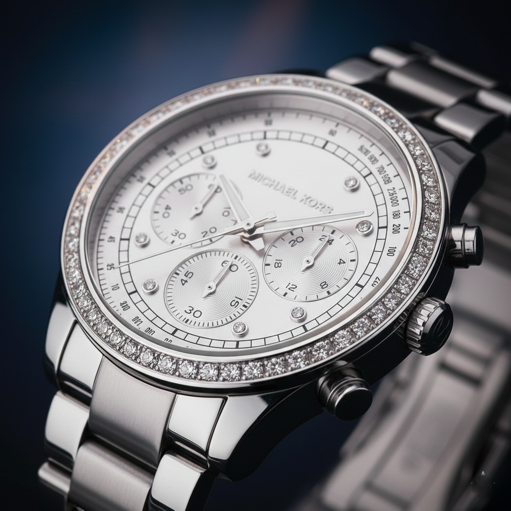 Michael Kors Brinkley MK6265 Women’s Silver Dial Stainless Steel Chronograph Watch - Luxury Hub Store