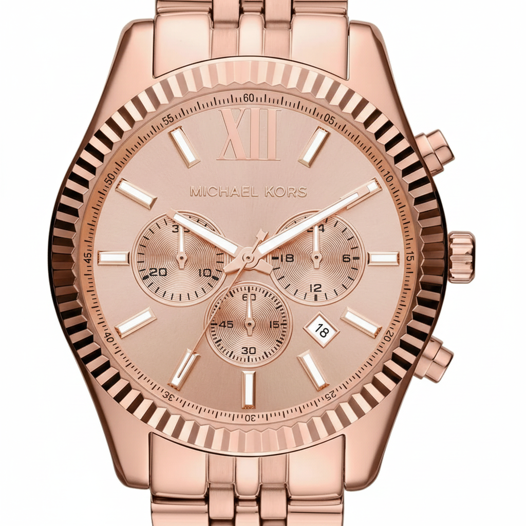 Michael Kors MK8319 Men’s Rose Gold Dial Rose Gold Stainless Steel Lexington Chronograph Watch - Luxury Hub Store