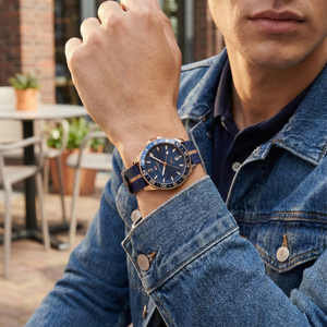 Tommy Hilfiger 1792130 Men’s GMT Watch – Blue Dial, Rose Gold Case & Navy Fabric Strap (200M Water Resistant) - Luxury Hub Store