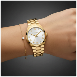 Michael Kors MK7391 Women’s White Dial Gold Stainless Steel Lennox Watch - Luxury Hub Store
