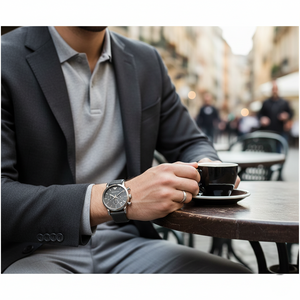 Emporio Armani AR1735 Men’s Grey Dial Grey Leather Chronograph Watch - Luxury Hub Store