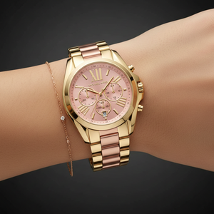 Michael Kors MK6359 Women’s Rose Gold Dial Two-Tone Stainless Steel Chronograph Watch - Luxury Hub Store