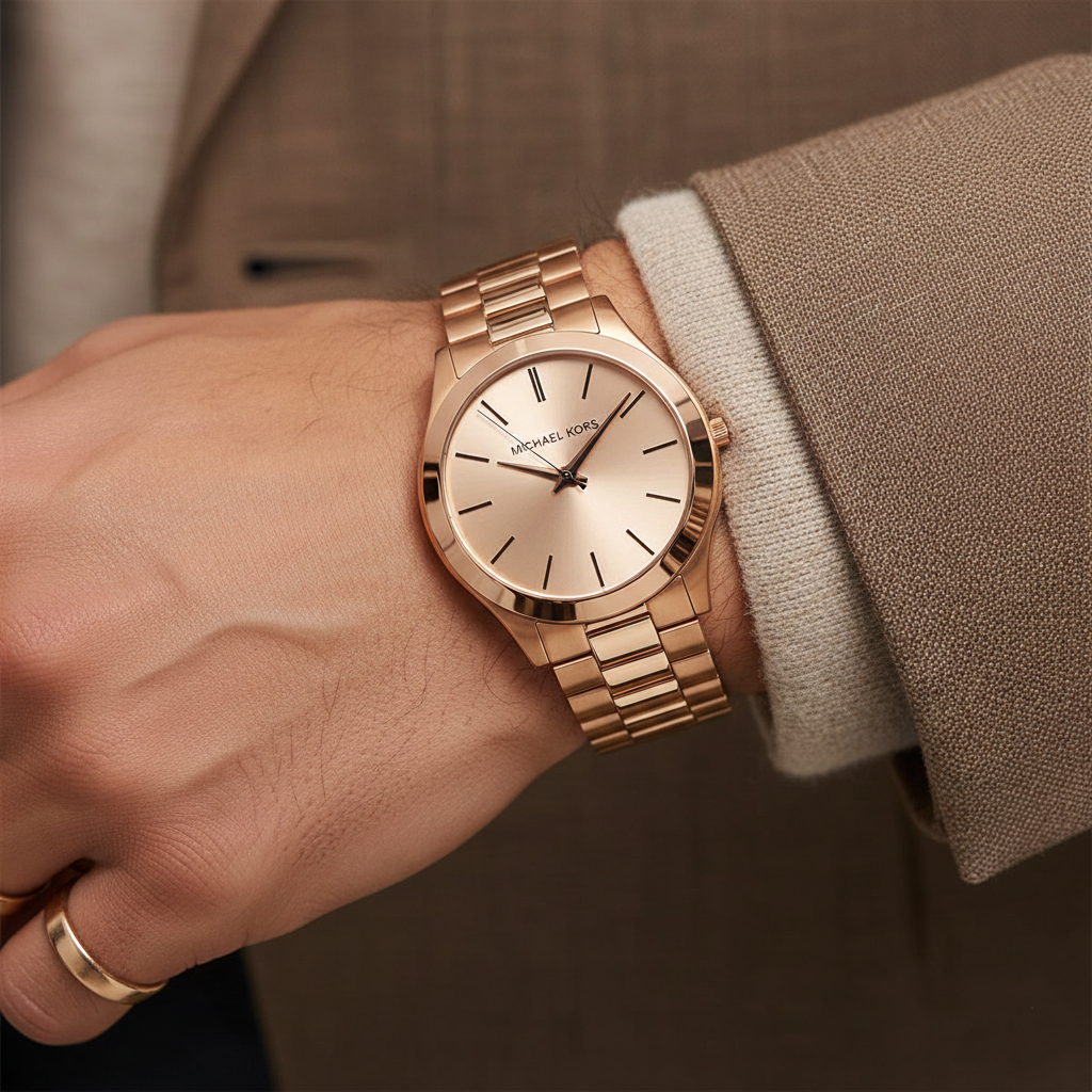 Michael Kors MK9122 Men’s Slim Runway Gold-Tone Stainless Steel Watch - Luxury Hub Store