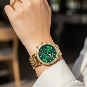 Michael Kors MK6263 Parker Women’s Green Dial Gold Chronograph Watch - Luxury Hub Store