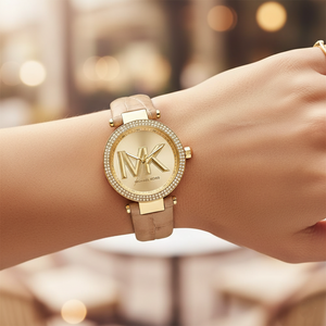 Michael Kors Parker MK4725 Women’s Gold Case Beige Leather Strap Analog Watch - Luxury Hub Store