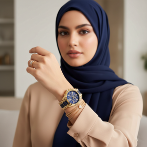 Michael Kors MK6268 Bradshaw Women’s Navy Blue Dial Gold Stainless Steel Chronograph Watch - Luxury Hub Store