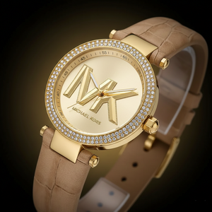 Michael Kors Parker MK4725 Women’s Gold Case Beige Leather Strap Analog Watch - Luxury Hub Store