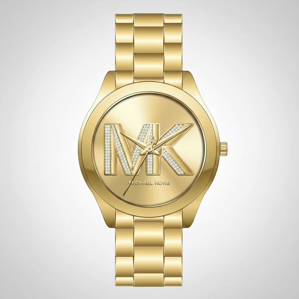 Michael Kors MK4732 Women’s Gold Dial Gold Stainless Steel Crystal Logo Watch - Luxury Hub Store