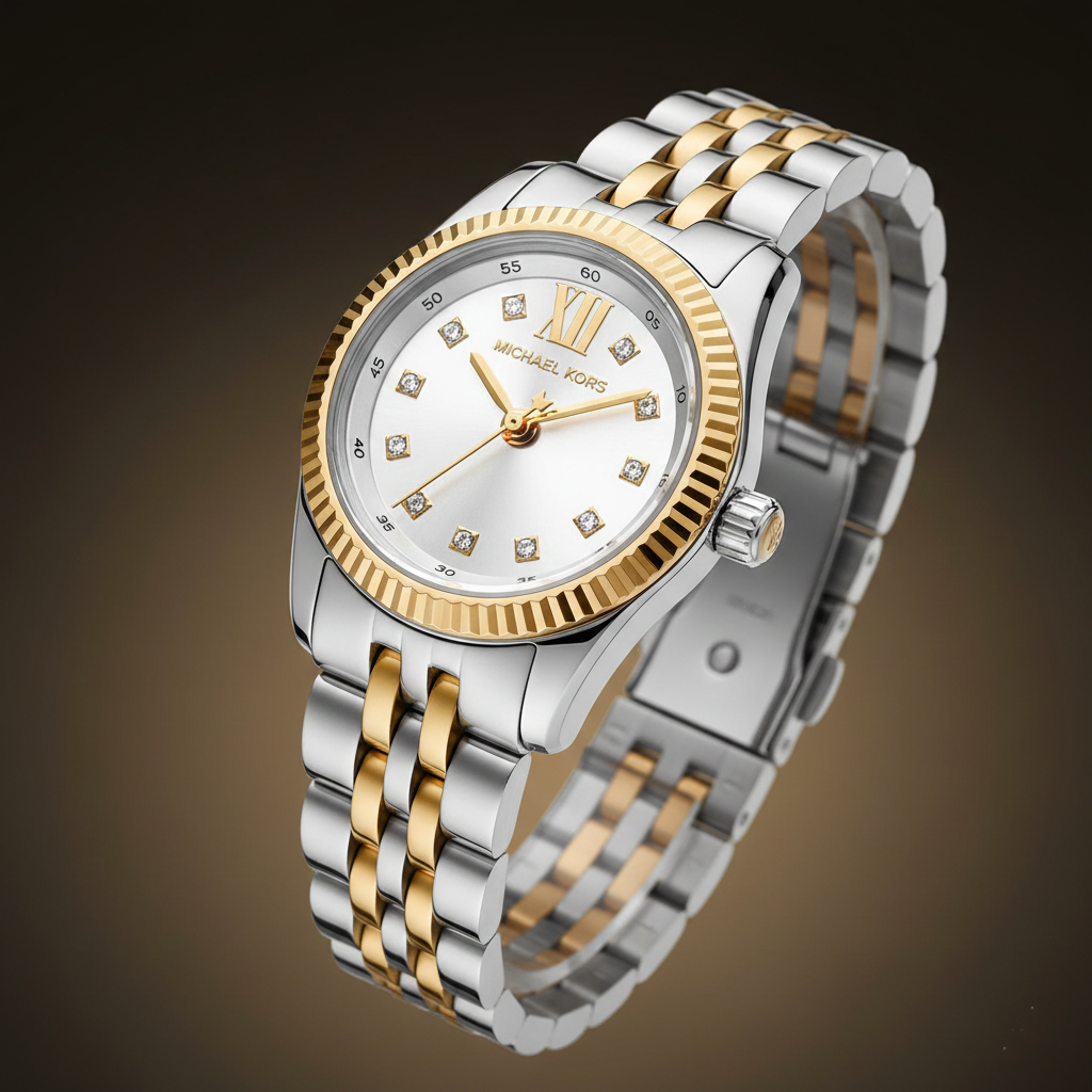 Michael Kors Lexington MK4740 Women’s Silver & Gold Dial Stainless Steel Watch - Luxury Hub Store