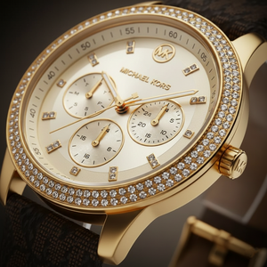 Michael Kors Tibby MK6966 Women’s Gold Dial Brown Leather Multi-Function Watch - Luxury Hub Store