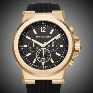 Michael Kors MK8445 Men’s Black Dial Black Rubber Strap Chronograph Watch - Luxury Hub Store