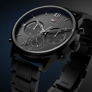 Tommy Hilfiger Sullivan 1791879 Men’s Black Dial Black Stainless Steel Multi-Function Watch - Luxury Hub Store