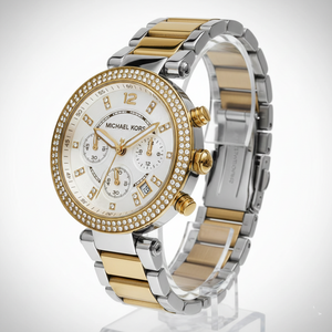 Michael Kors MK5626 Parker Women’s White Dial Two-Tone Chronograph Watch - Luxury Hub Store