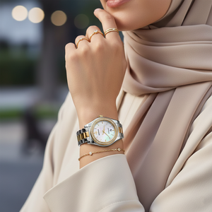 Emporio Armani AR11559 Women’s Mother of Pearl Dial Two-Tone Stainless Steel Federica Watch - Luxury Hub Store